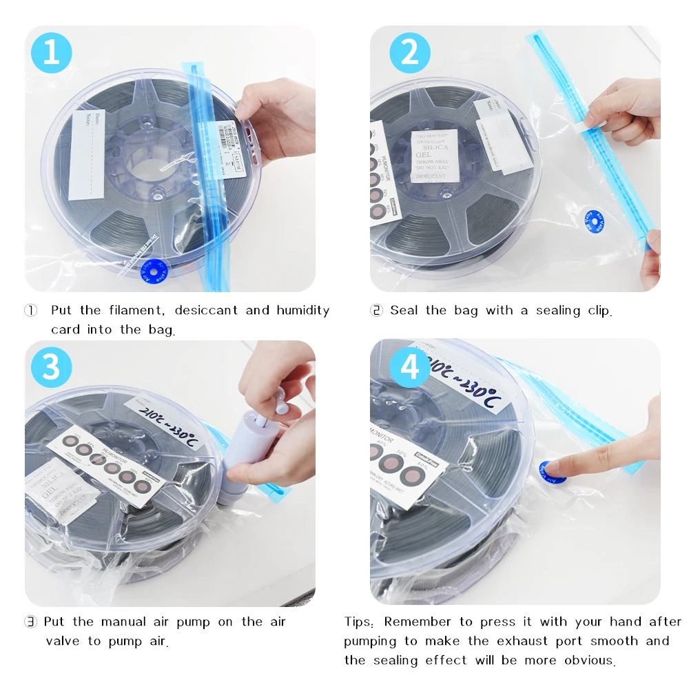 Bolsa de almacenamiento de filamentos para impresora 3D, secador de filamentos PLA/ABS/TPU, seguridad, resistente a la humedad, 20/1 bolsa