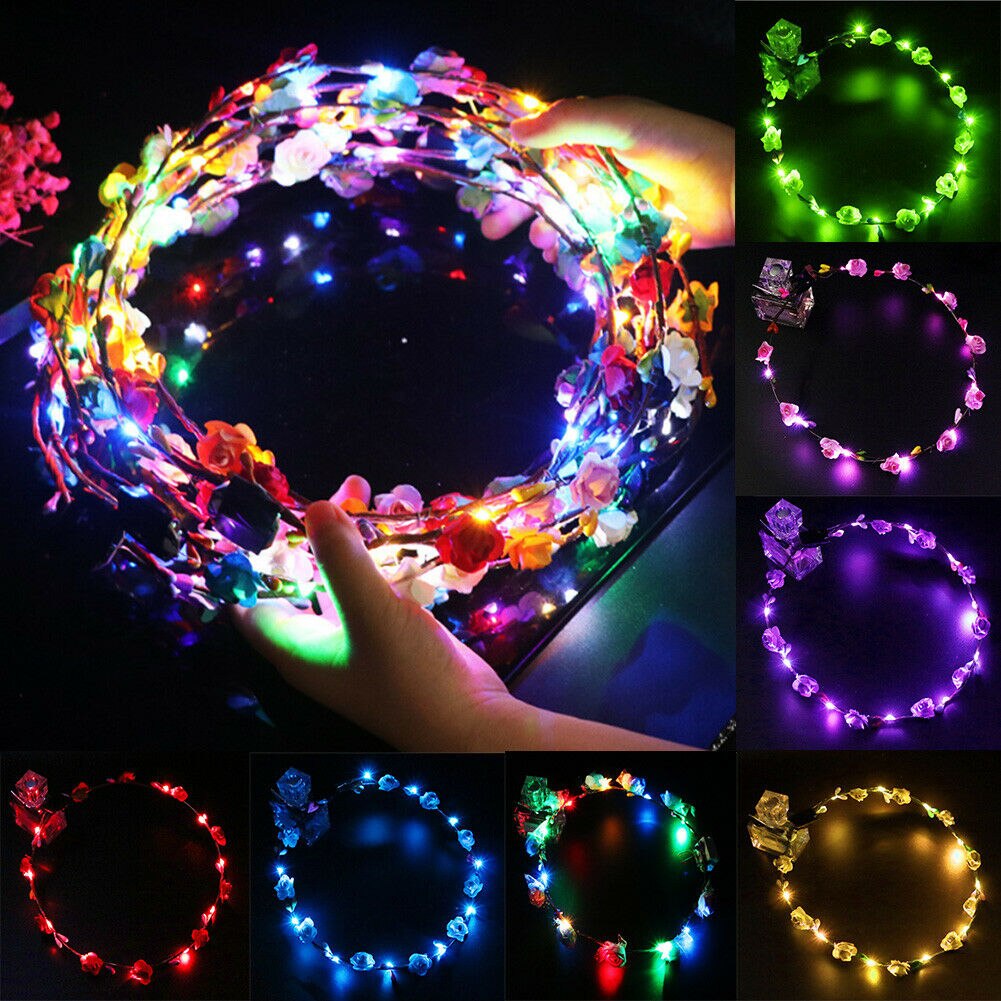 Diadema con corona de para boda para mujer y niña, diadema con luz LED para el cabello, diadema con corona, guirnaldas brillantes de neón, cumpleaños, Navidad, de navidad