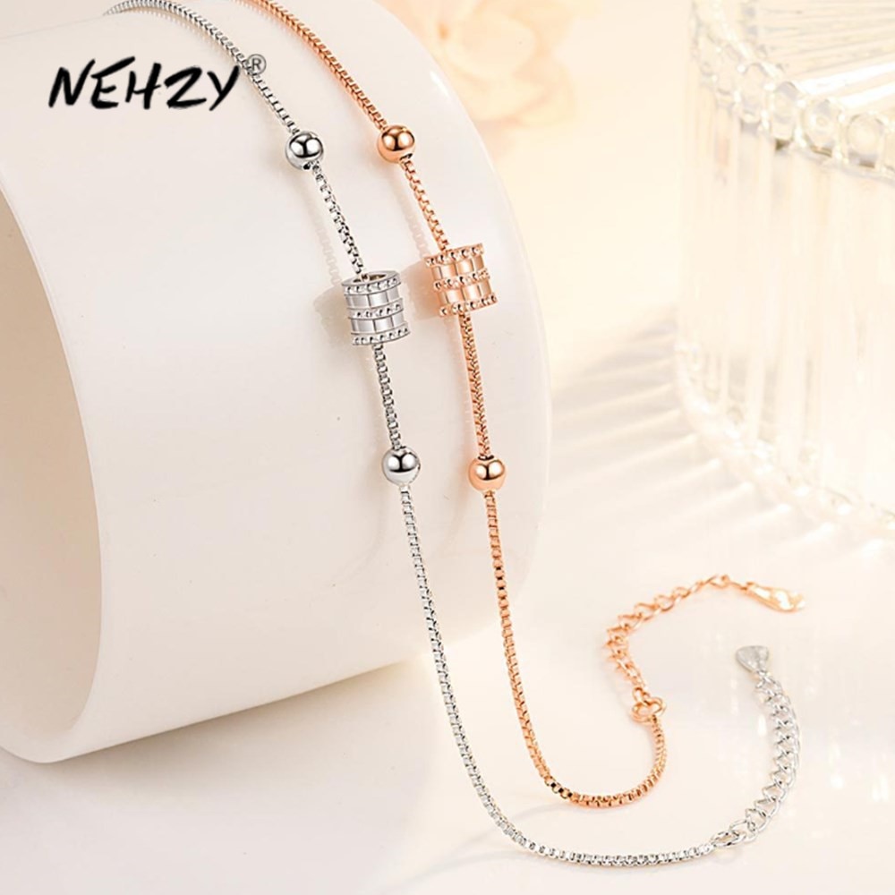 NEHZY S925 Stamp silver woman jewelry rose gold silver bracelet ladies bracelet length 18+6CM