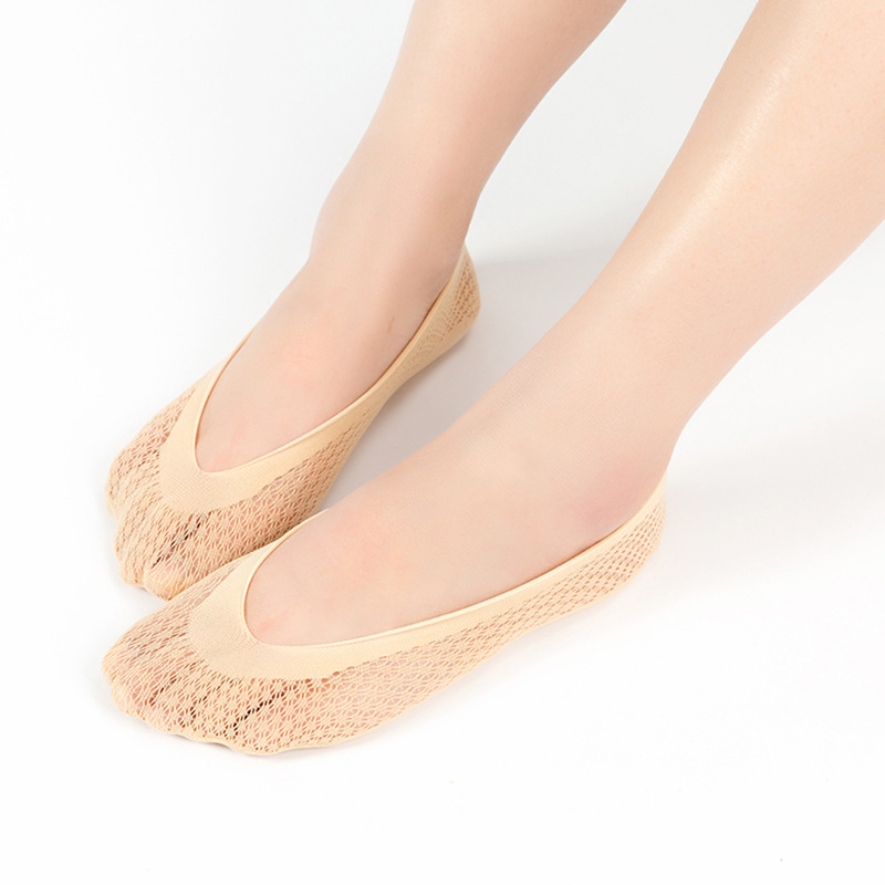 Holle dames grid onzichtbare boot sokken ultra-dunne kruis ultradunne tij kousen korte ondiepe mond sokken hak antislip: 1