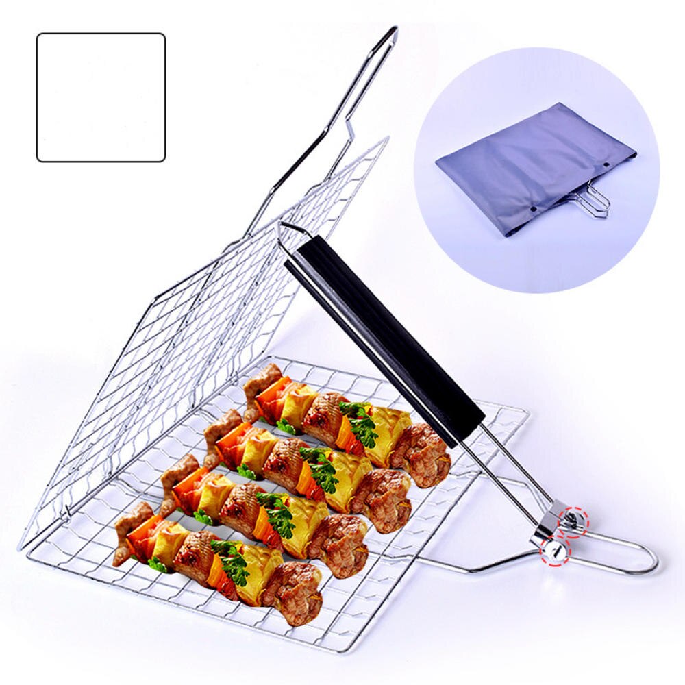 Edelstahl BBQ Grillen Korb Grill Grill Mesh für Fisch Hamburger Tragbaren Korb Für Home Park Verwenden