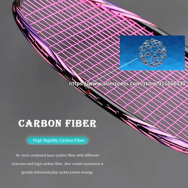 Raquettes de Badminton en Fiber de carbone de Type avec sacs à ficelle, Tension maximale de 32lb, entraînement, raquette de sport de vitesse pour adultes, G5