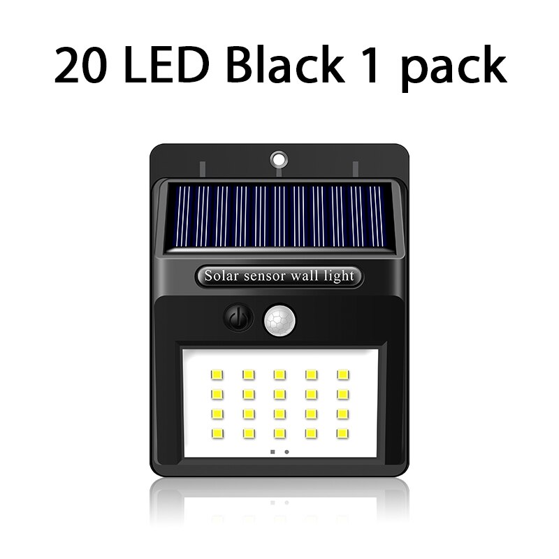 Inghoo Solar Lights Outdoor 20 LED Wireless Waterproof Security Solar Motion Sensor Lights: 20LED Black 1 pack