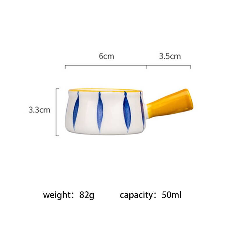 Ceramic Mini Milk Jug With Handle Japanese Sauce Saucer Coffee Sugar Bubble Pot Flower Pattern Kitchen Tableware