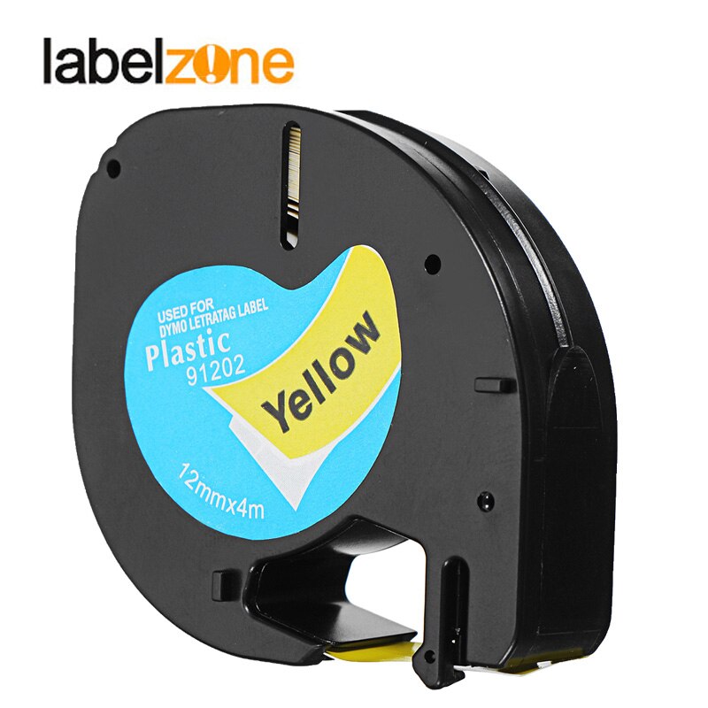 LABELZONE Multicolor Plastic Tape Compatible Dymo Letratag Printers 91201 12mm*4m 91202 91203 91204 91205 12267 for Dymo Printer: Black on Yellow