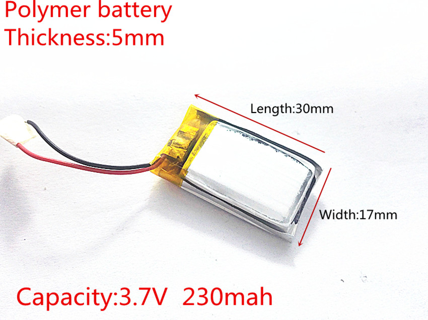 3.7V 230mAh 501730 Lithium Polymer LiPo Oplaadbare Batterij ion cellen Voor Mp3 Mp4 Mp5 DIY PAD DVD E-Book bluetooth headset