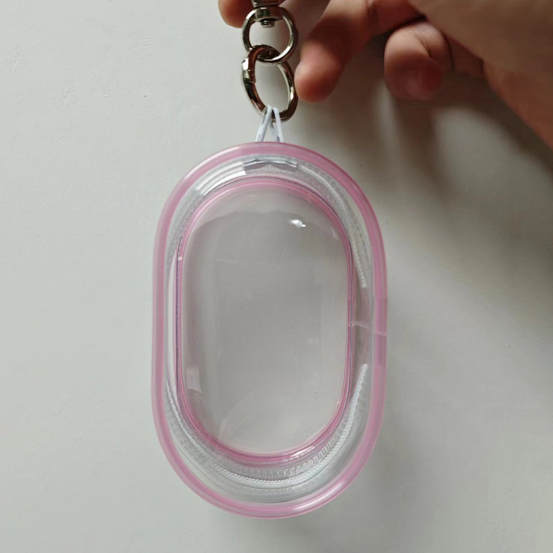 1 Uds. Organizador de joyas, caja de almacenamiento transparente de plástico, bolsa, caja misteriosa con llavero, bolsa bonita para muñeca, organización, estuche a prueba de polvo: Azul