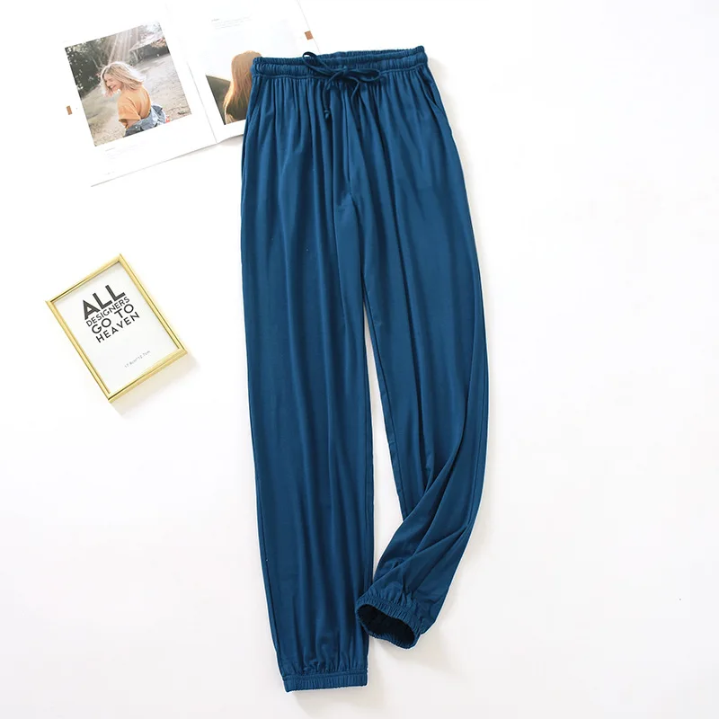 Pantalones japoneses de estilo para el hogar para mujer, pantalones finos de modal holgados de talla grande de color sólido para primavera y verano, pantalones para el hogar para mujer: XXL / Gris
