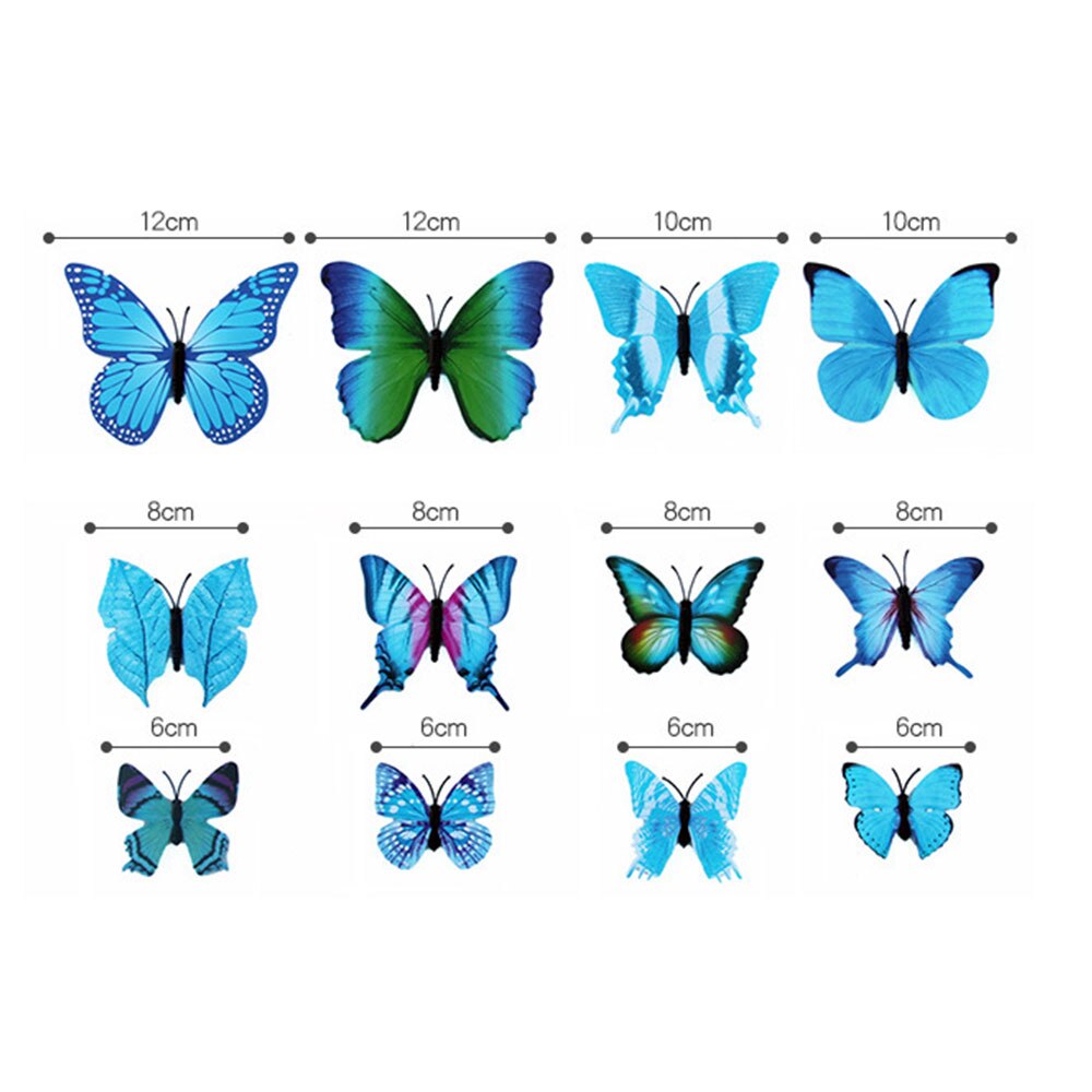 12pcs Beautiful Butterfly Garden Decor 3D Lawn Decoration for Lawn Craft Gardening Garden Ornament Flowerpot Insect