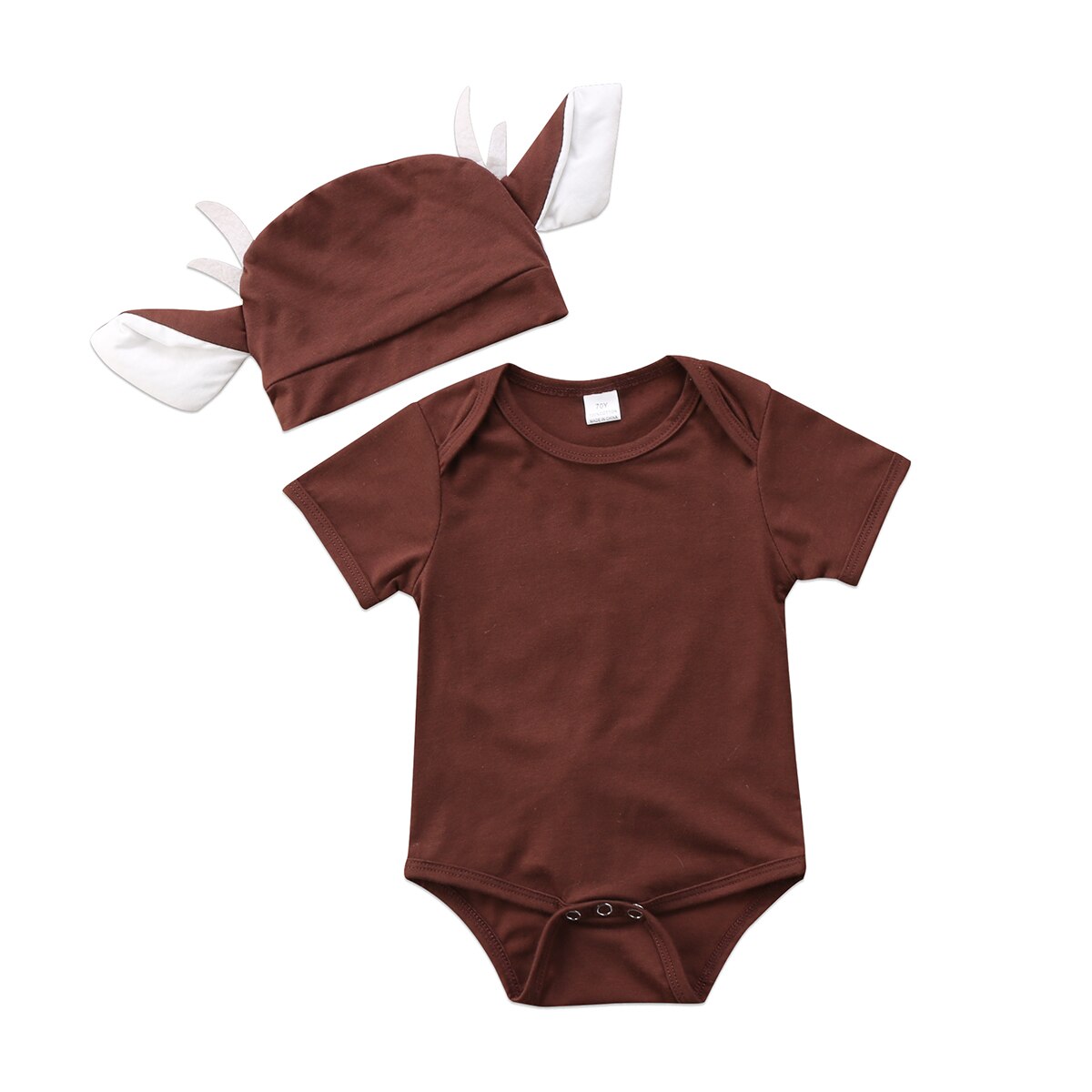 Toddler Baby Boy Girl Deer Short Sleeve Jumpsuit Bodysuit +Hat 2pcs Outfit Clothes Christmas: 6M