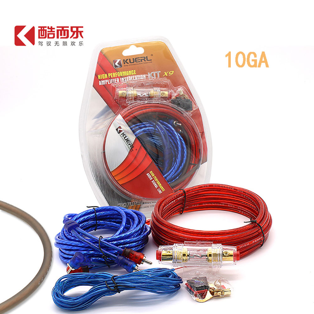 KUERL-sistema de Audio para coche, accesorios electrónicos para coche, amplificador de coche, Cable de subwoofer, Kit 10GA, Cable de conexión de salida estéreo