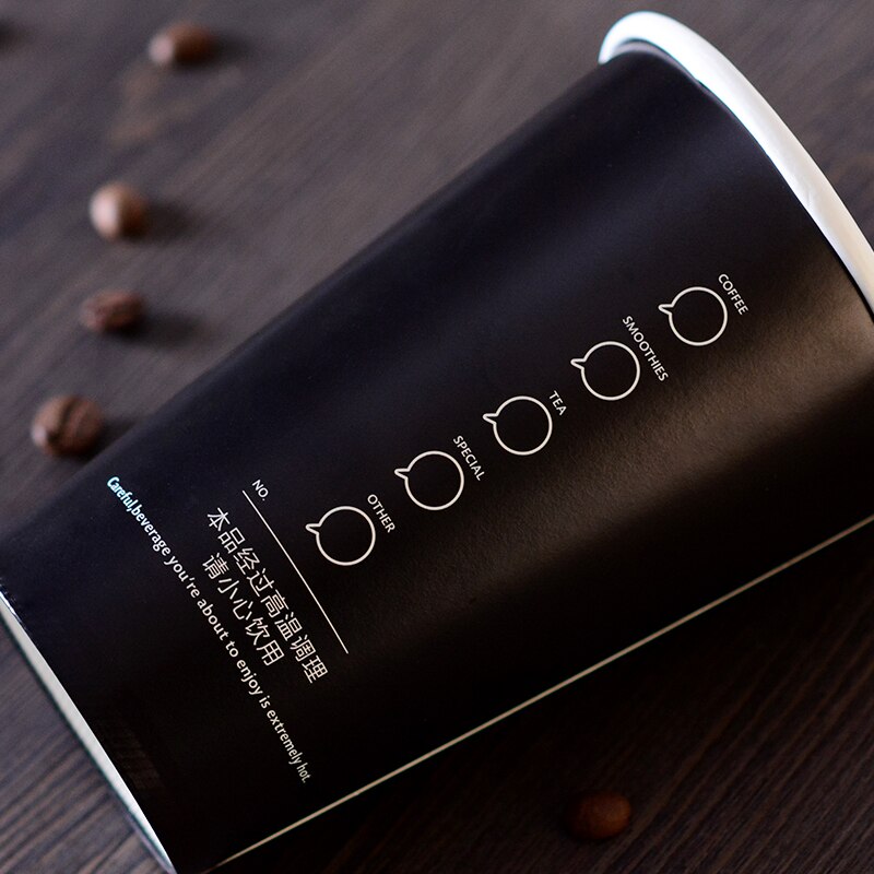 50pcs Thicken 400ml 500ml disposable tea cup black drink coffee paper cup takeaway packaging cups with lid