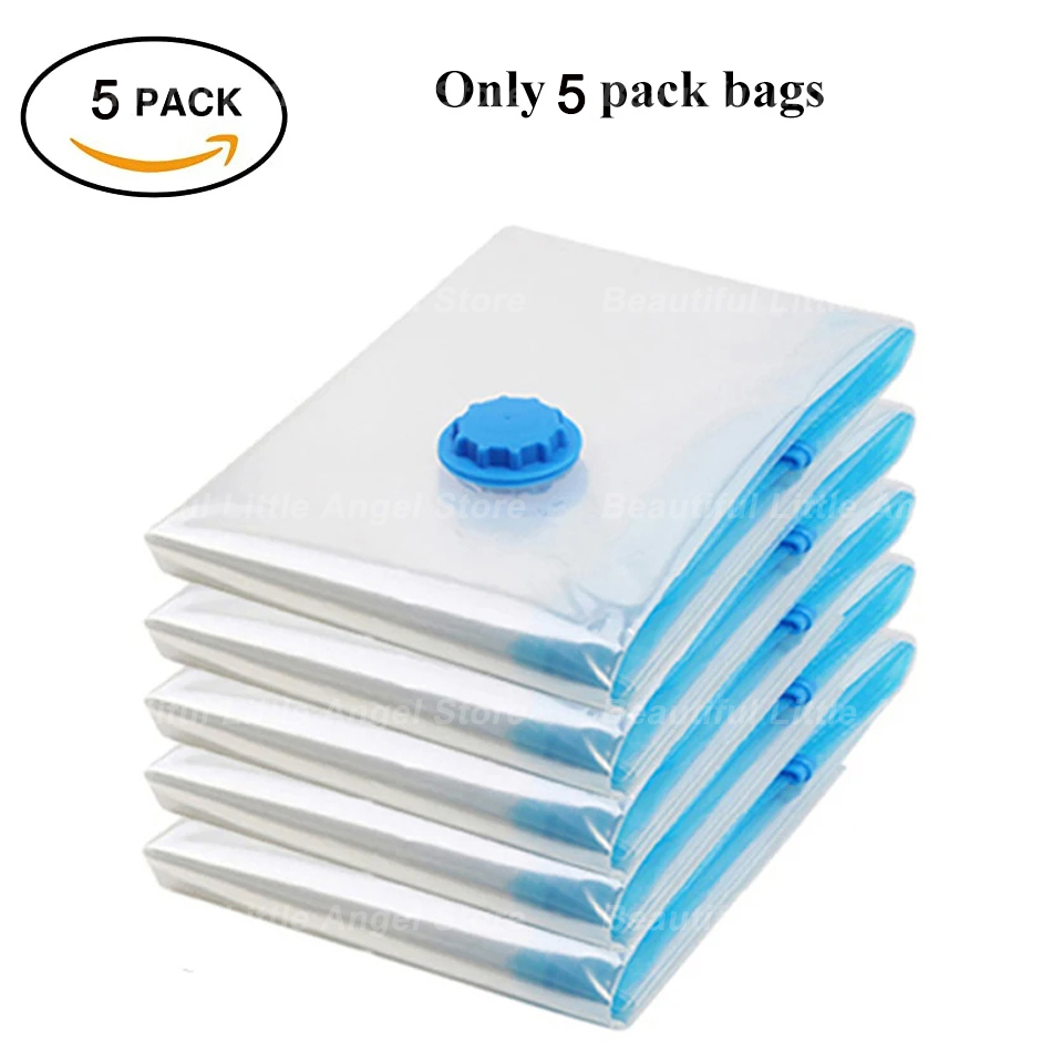 1/5Stck Vakuum Lagerung Taschen Vakuum Dichtung Beutel Platzsparende Taschen für Bettdecken Kleidung Kissen Bettwäsche Decke verpackung Lagerung