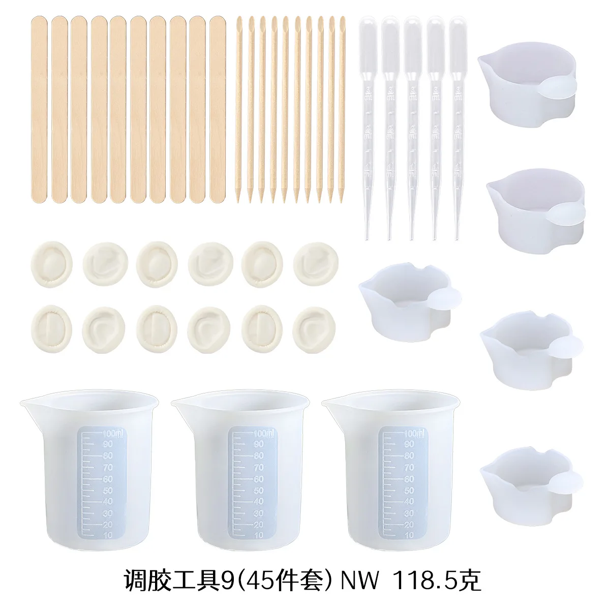 DIY Resin Craft Tool Kit Mixing Glue Tool Silicone Epoxy Accessories: Silver