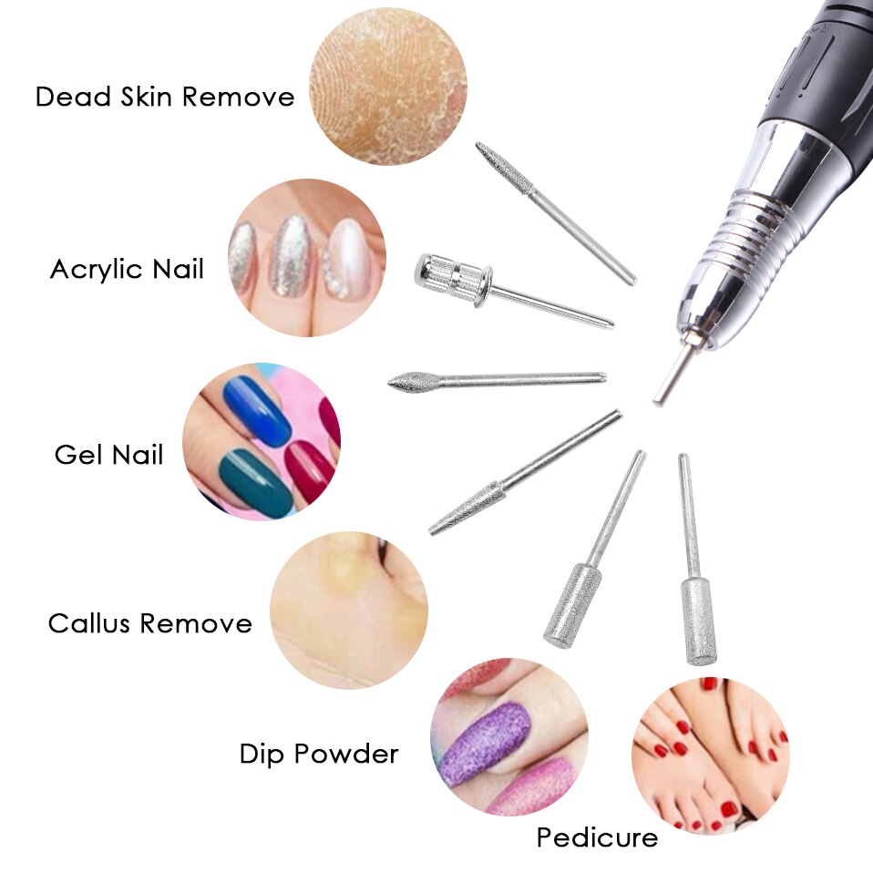 Taladro eléctrico para uñas, 35000RPM, Lima eléctrica para manicura, Gel para pedicura, herramientas de pulido