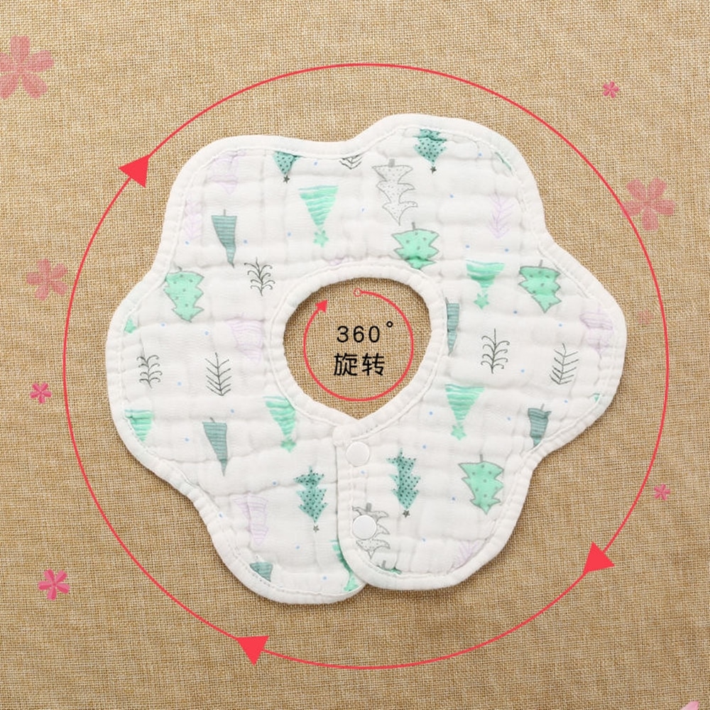 Waterproof Baby Bibs Kids Saliva Towel Flower Print Cotton Baby Boys Girl Bib 360 Degree Rotation Infant Bibs Burp Cloth