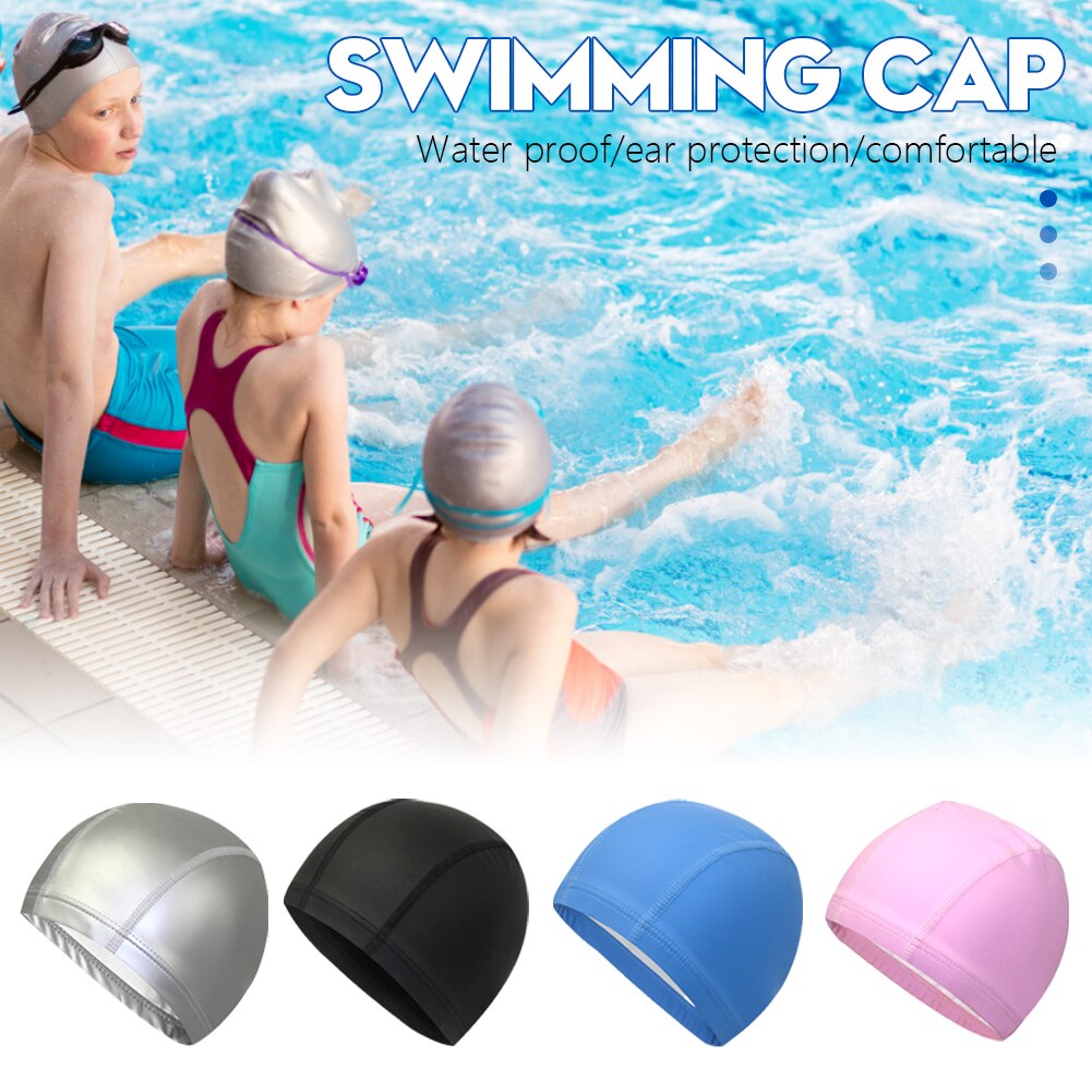 Volwassen Badmuts Elastische Effen Kleur Unisex Badmuts Stretch Waterdichte Bescherm Oor Hoed Voor Zwemmen Vrouwen En Mannen