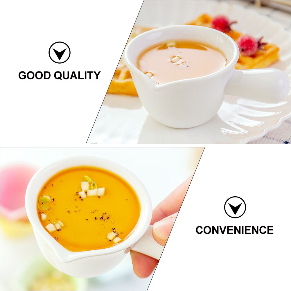 5pcs Creamer Jugs Handle Ceramic Dipping Bowls Steak Sauce Jugs Mini Creamer Jugs for Restaurant Home