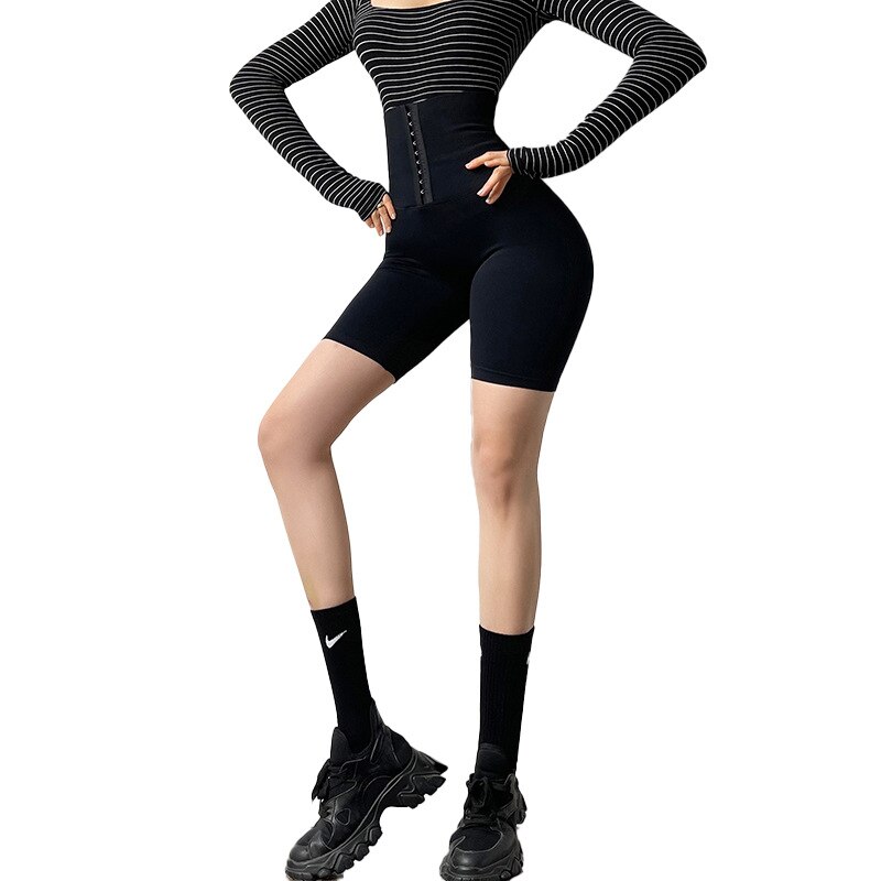 Seamless High Waist Compression Sports Shorts Women Abdomen Adjustable Push Up Yoga Shorts Stretchy Running Gym Fitness Short