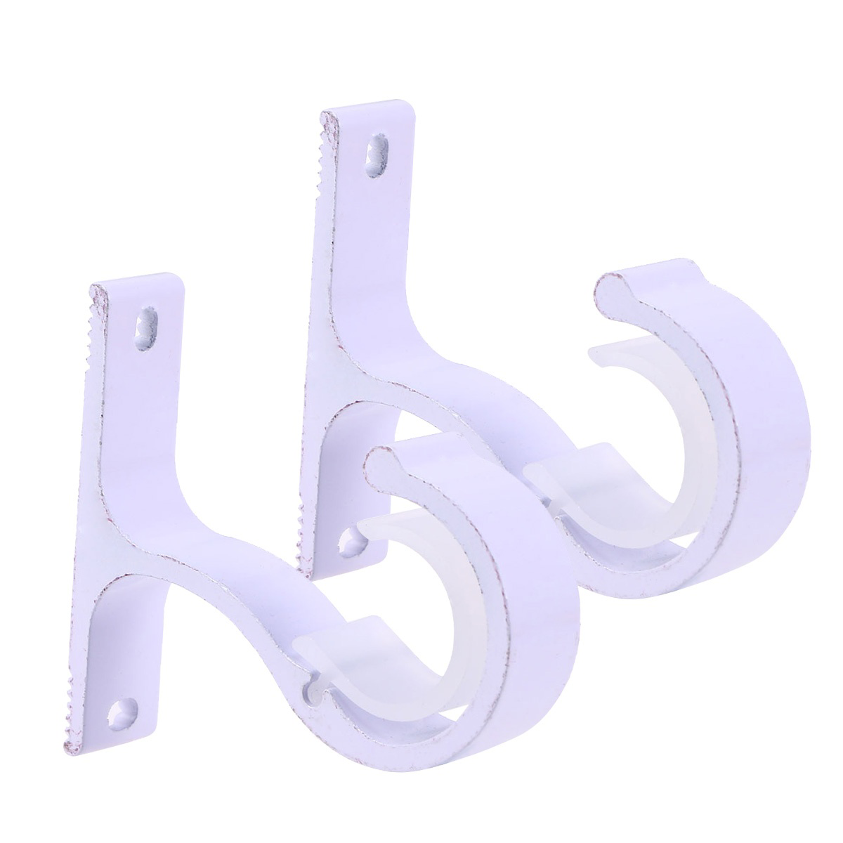 2 Stuks Gordijnroede Houders Muur Mount Beugel Haken Dubbele Plafond Montagebeugels: WHITE