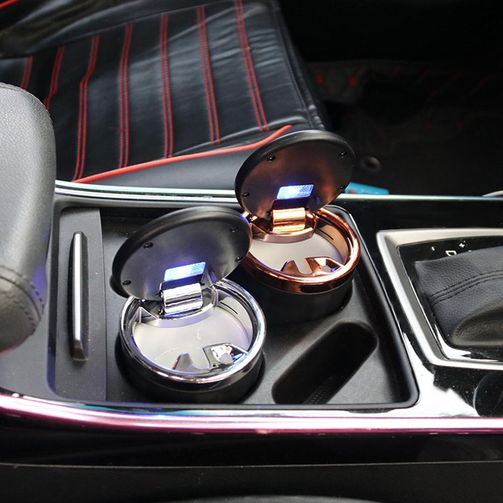 Auto Asbak Auto Asbak Multifunctionele Led Lamp Asbak Creatieve Keramische Liner Asbak Praktische Draagbare