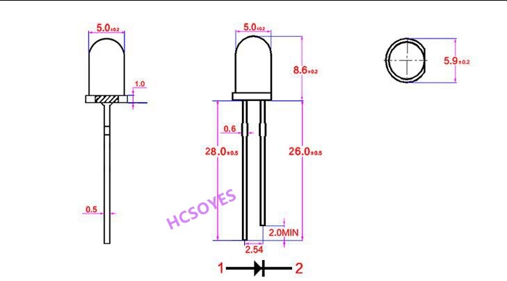 Straight plug LED lamp 5mm fog white hair red light blue light green light f5 light emitting diode