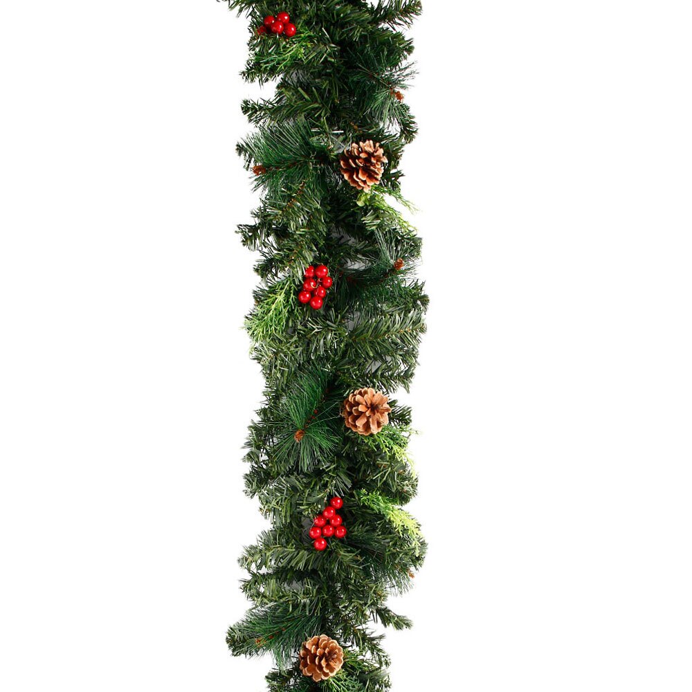 1.8/2.7m jul kunstig krans krans fyrretræ diy hængende ornament juletræ år pejs dekoration: 1.8m ikke ledet lys
