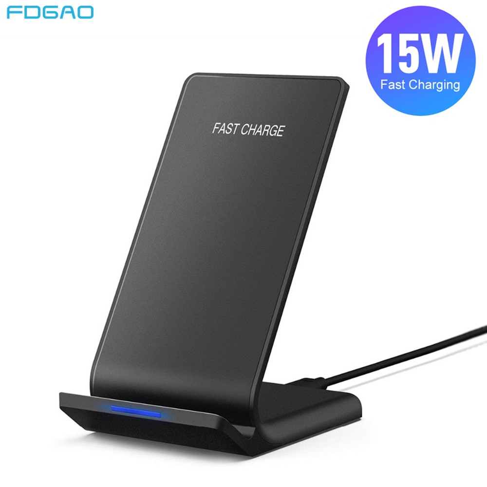 FDGAO 15W Fast Qi Wireless Charger for iPhone 12 11 Pro X XS Max XR 8 Samsung S10 S9 S20 Galaxy Note 20 10 Quick Charging Stand