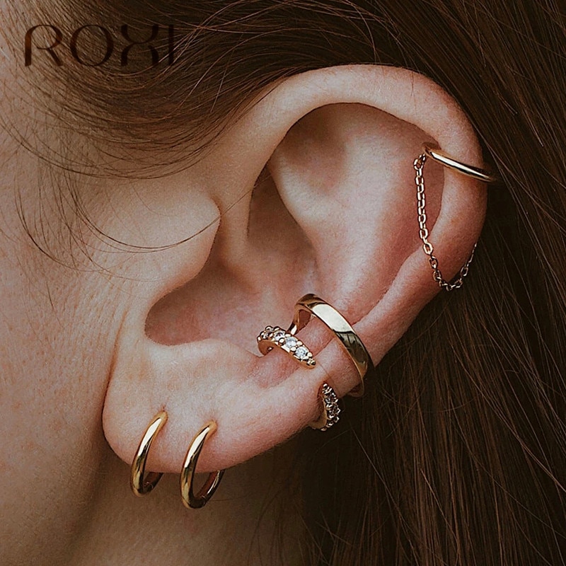 ROXI Prata Esterlina 925 Cadeia de Borla Ear Cuff Clipe Brinco Para As Mulheres Coreano Jóias Indiano Femme 2019 Earcuff Do Punk Longo brinco