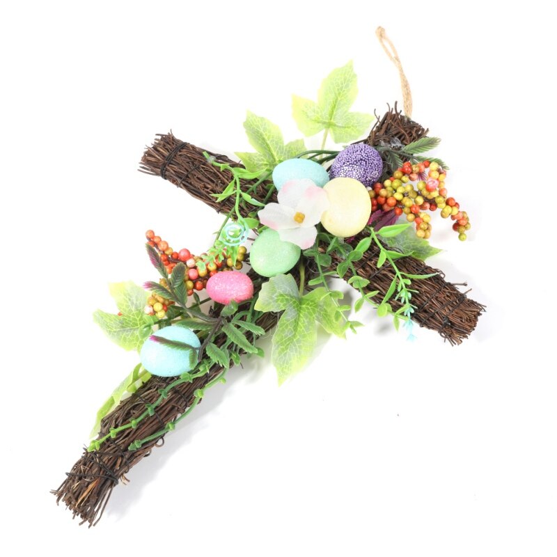 Artificial Wreath Garland Rattan Frame With Easter Cross Garland Halloween Thanksgiving Autumn