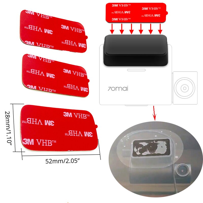 Voor 70mai Dash Cam Pro Dash Cam Smart 3M Film En Statische Stickers, voor 70mai Pro Auto Dvr 3M Film Houder 3Pcs