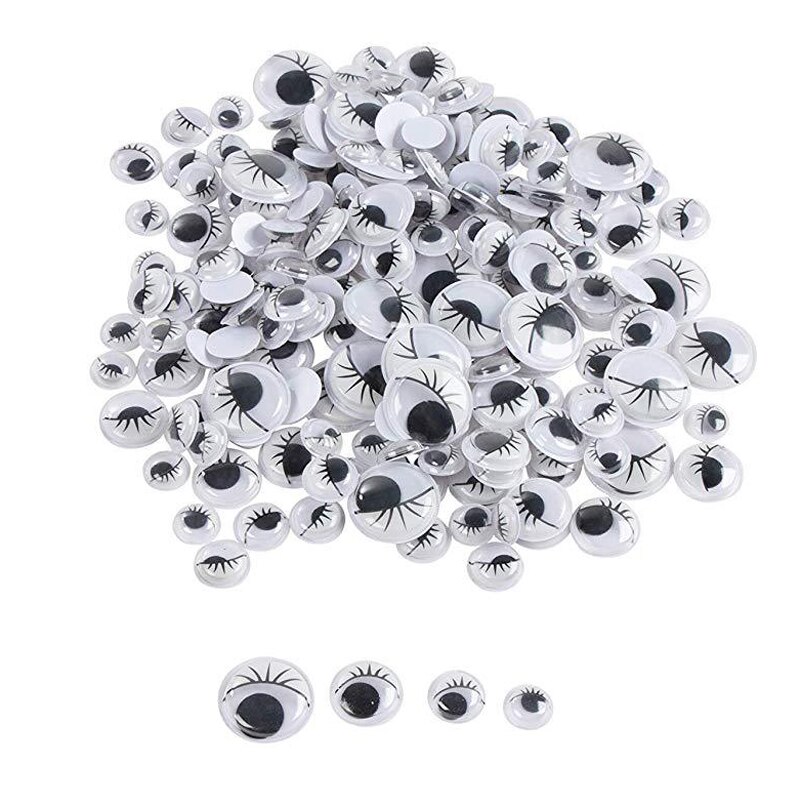 Lot de 100 yeux en peluche à faire soi-même, adhésif mixte, couleur noir et blanc, accessoires pour yeux de poupée, boule, jouet,