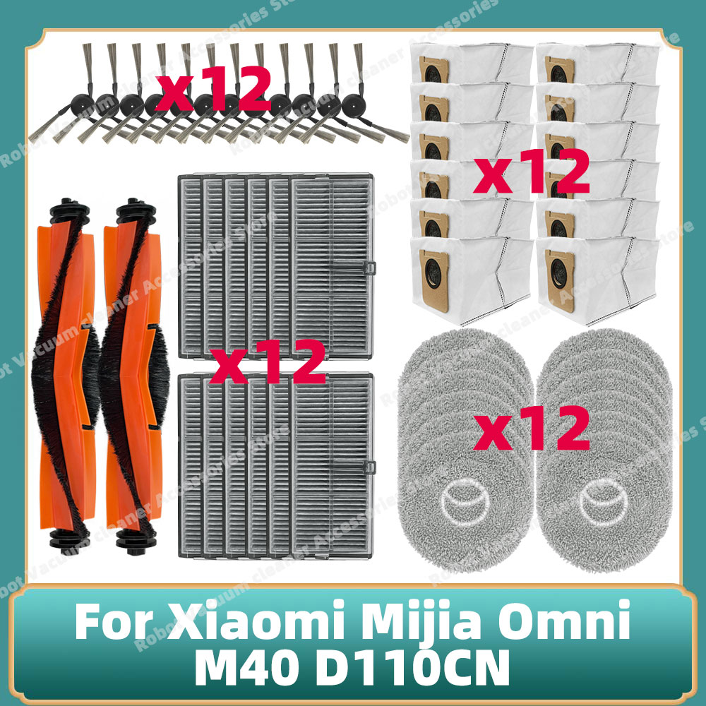 Compatible For Xiaomi Mijia Omni M40 D110CN Accessories Cutting Roller Main Side Brush Hepa Filter Mop Cloth Dust Bag Parts