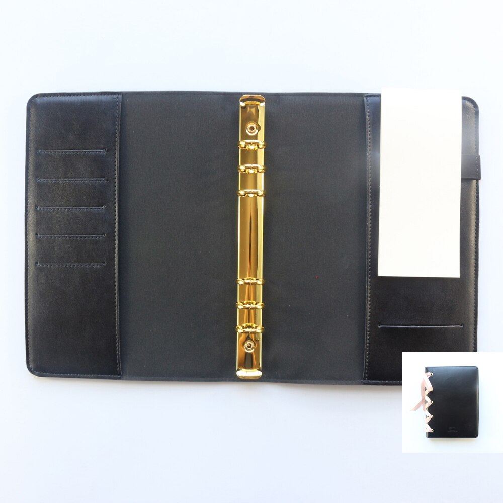 Domikee cute office school spiral notebooks journals stationery,kawaii person binder weekly planner agenda organizer ,A5A6: black only leather / A6  190 130mm