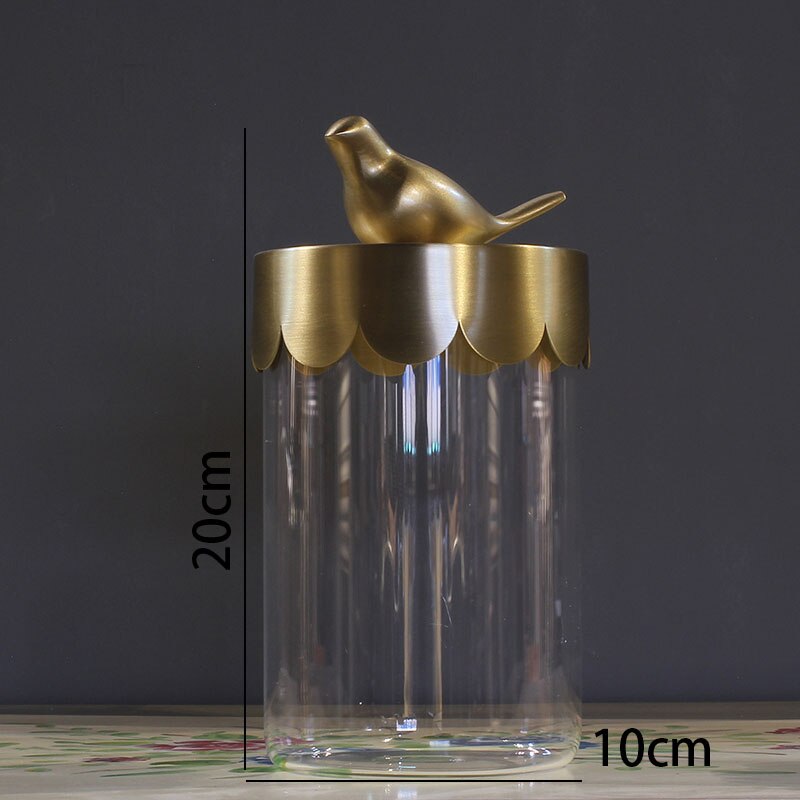 Pot de rangement en verre doré avec couvercle, , décoration animale, organisateur de bonbons, salon, distributeur de céréales, cuisine, décoration de la maison