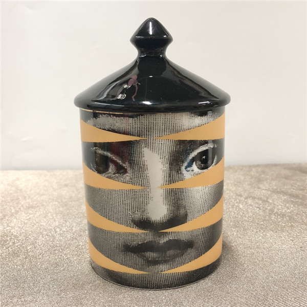 Vintage Style Black Lid Candle Holder Handmade Candles Jar Retro Lina Face Storage Makeup Ceramic Craft Home Decoration Jewerlly: 1