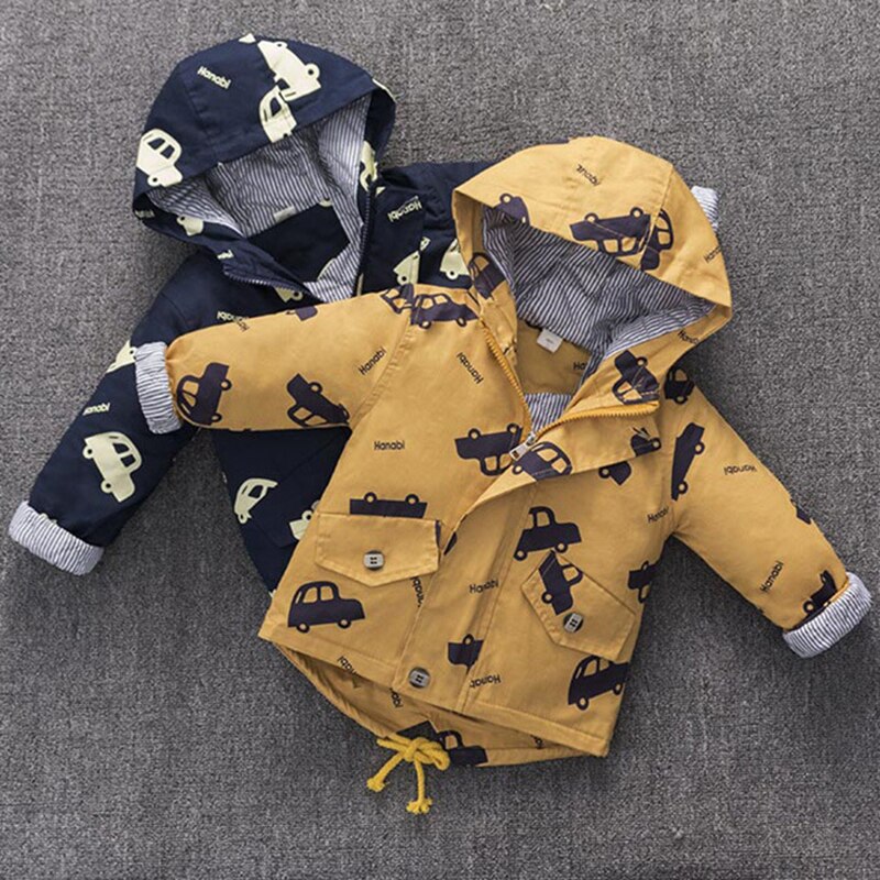 Kinderen Winter Jas Katoenen Jas Cartoon Hooded Warmte Dikke Kinderen Auto Jas Jas Jas Sneeuw Jas Hooded Rits Overhemd