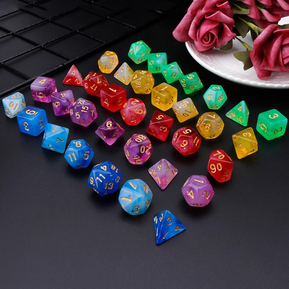7 Stks/set Polyhedral Zijdige Dobbelstenen D4 D6 D8 D10 D12 D20 Voor Rpg Poly Tafel Spel