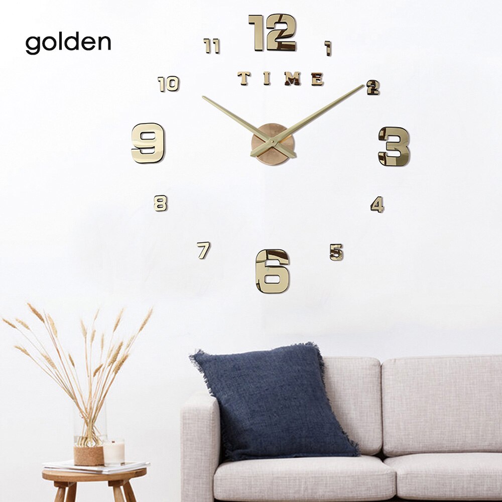Leuchtende 3D-Wanduhr, große Uhren, modernes , Luminova-Uhrenaufkleber, Spiegel, Friseursalon, Friseur-Haarschnitt: Gelb / 20 Zoll