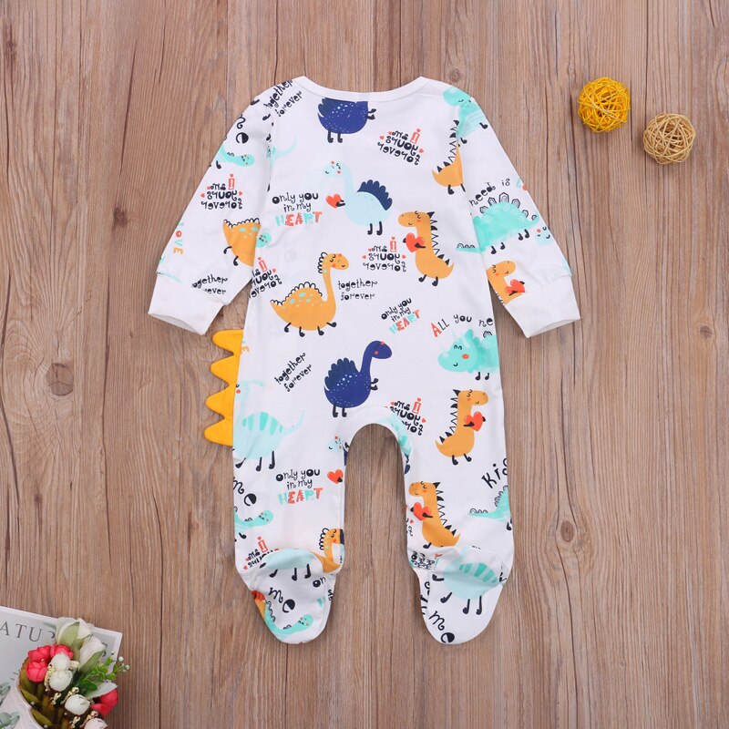 Wallarenear 0-12m bebê recém-nascido infantil menino menina footies macacão animal prinetd manga longa o-pescoço macacão roupas