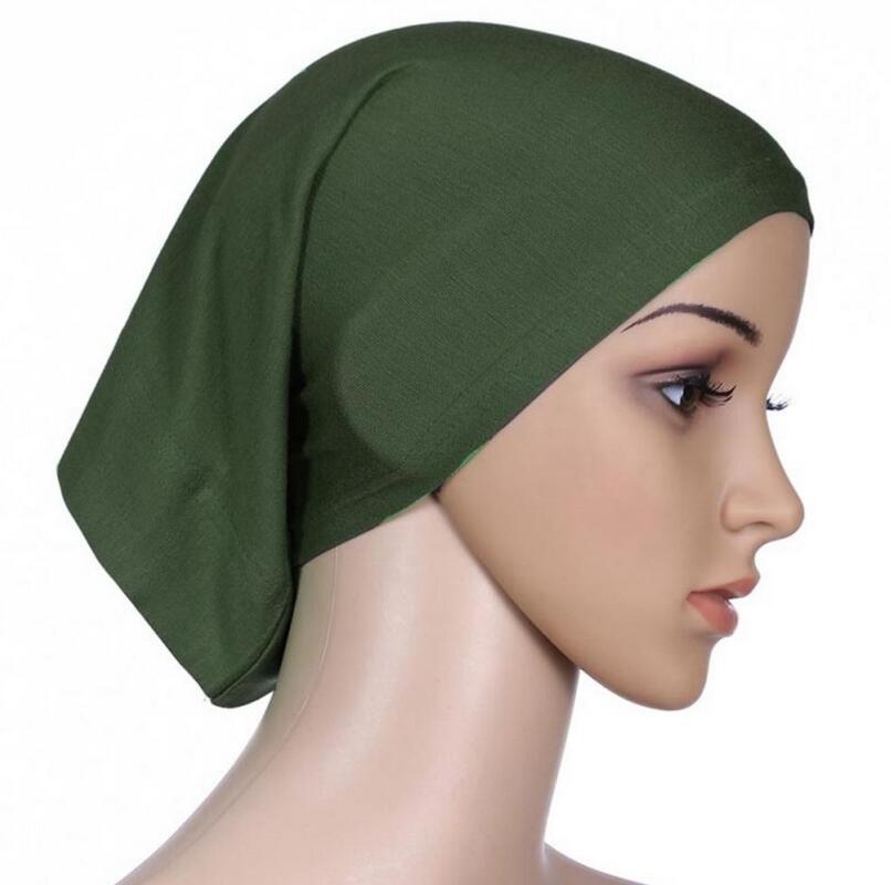 Djgrster stretchbar hijab undersjal keps sjal muslim islim halsduk inre pannband hijab polyester fiber 15 färger: Grön