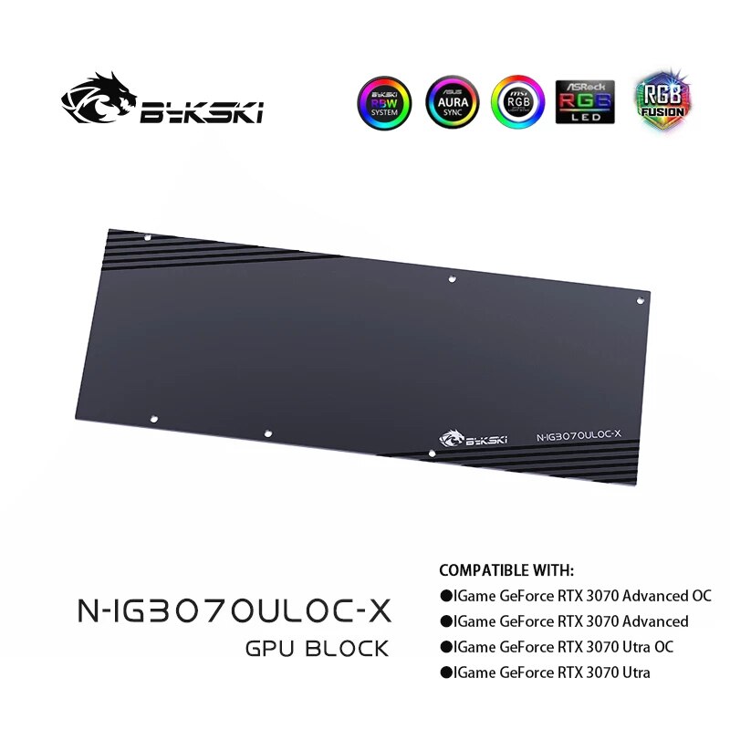 Bykski 3060 3070 3080 3090 GPU Wasser Kühlung Backplate, Vollständige Palette Von Grafikkarte Backplane, VGA Wasser Block Backplates: N-IG3070ULOC-X Platte