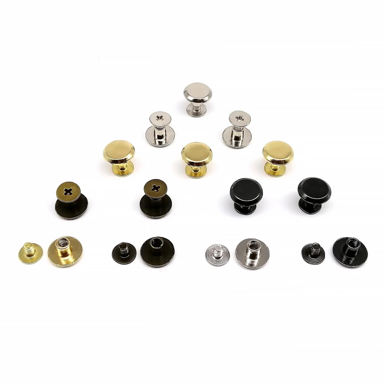 20 stks Ronde Kop 10mm Screwback Chicago Schroef Nagel Binding Klinknagel Stud voor Lederen Schoudertas Knapzak Riem portemonnee