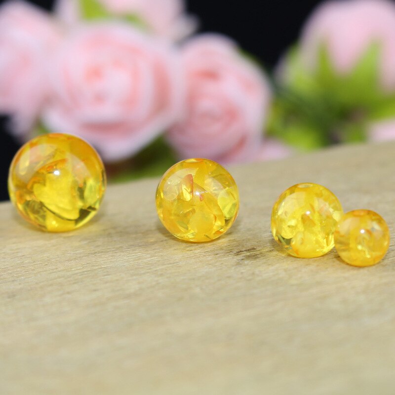 50pcs/lot Beautiful Amber Color Round Beads 6 8 10 12mm Handmade Bracelet Necklace Spacer Beads DIY Jewelry Making