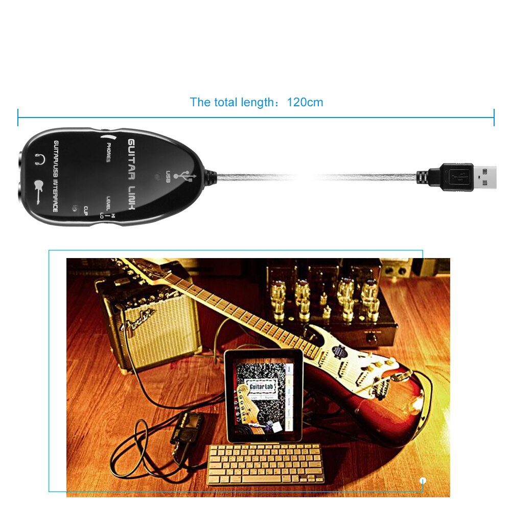 Konverter usb guitar link kabel usb drevet med cd drev understøttelse bærbar usb guitar link kabel