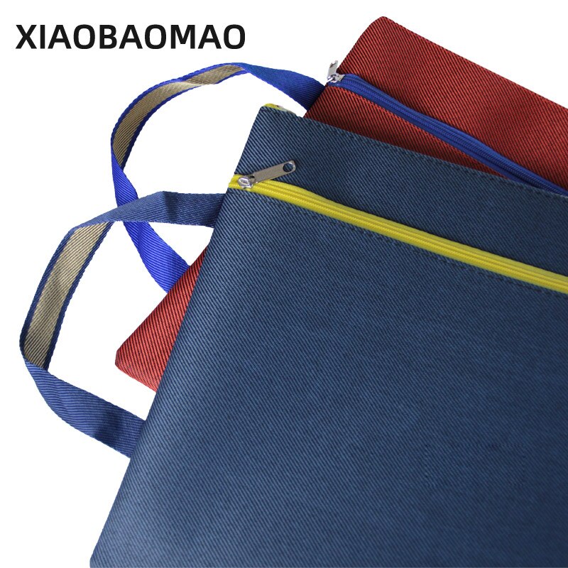 A4 Document File Bag Double-layer Large Capacity Canvas Student Stationery Bag Business Document Organizer Filing Products