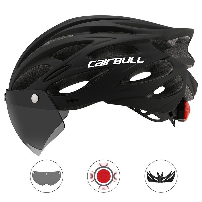 Cairbull ALLROAD Bicycle Helmet Highway Mountain Bike Riding Helmet with Lens and Brim: CB26-Black-1