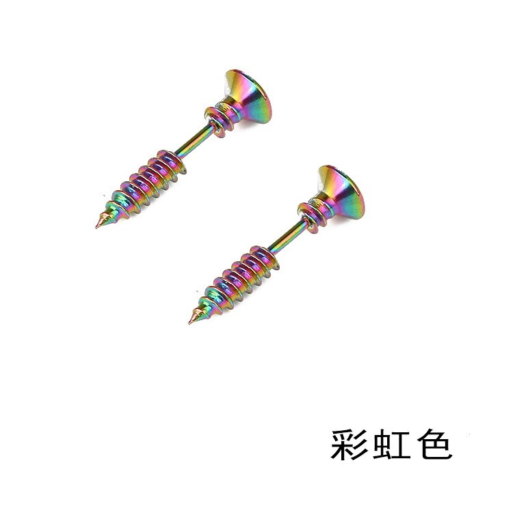 1Pc/2Pc Punk Stijl Roestvrij Staal 10 Kleuren Stud Oorbellen Mannen Vrouwen Oor Sieraden Rock Gothic Unisex piercing Oorbel: Color / Single