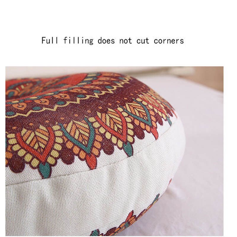 Japan Floral Cushion Seat Coccyx Orthopedic Pad Round Hassock Ethnic Futon Pouf Thickened Floor Mat Chair Back Cushions 50/60cm