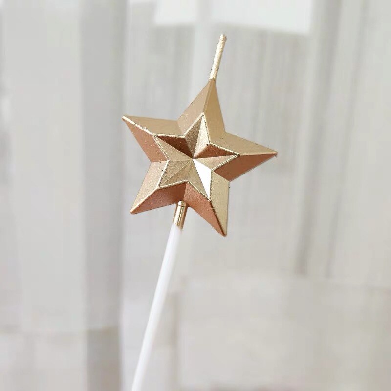 1 Pcs/ Love Diamond Shaped Gilded Cake Candle Safe Flames Kids Birthday Party Wedding Cake Candle Home Decoration Favor Supplies